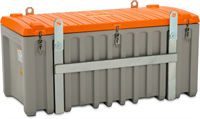 CEMbox med kranöglor och sidodörr 750 liter, grå/orange